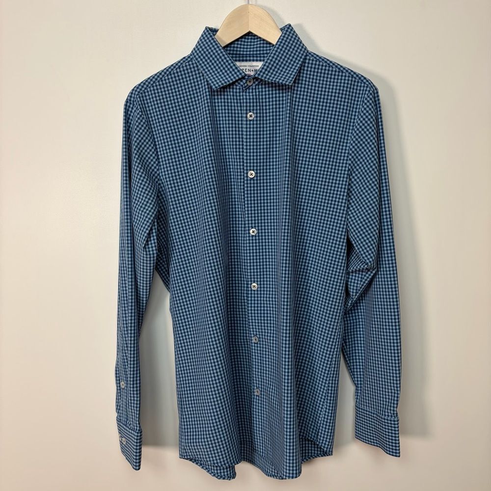 Mizzen+Main Leeward Golf Dress Shirt Plaid Check Size Medium Trim Fit USA